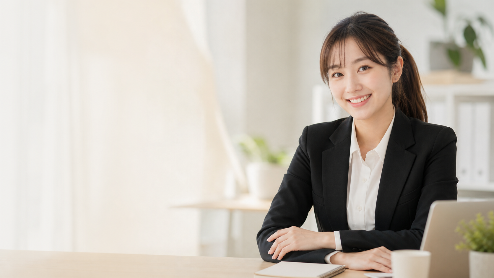 親切專業的馬尾上班族女性